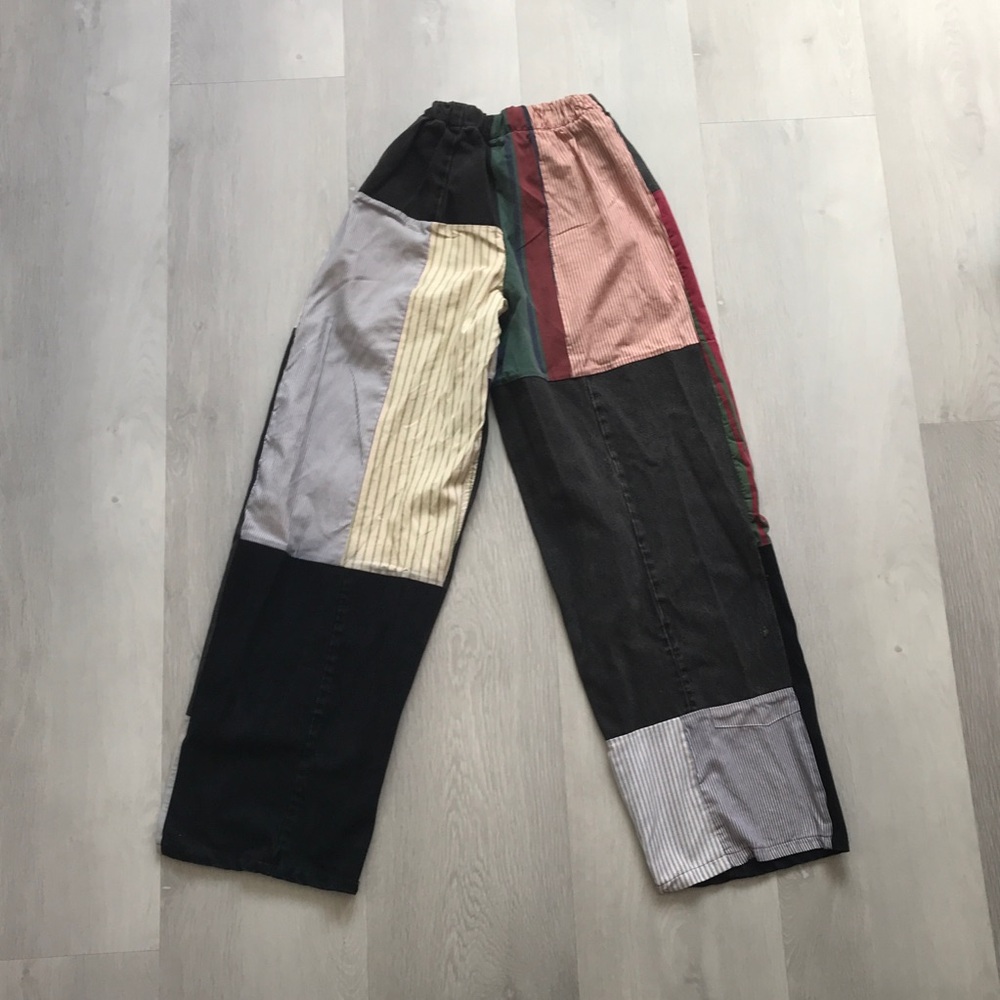 PATCHWORK STRAIGHT LEG PANT MADRAS BOHO TWEE WOMENS SMALL